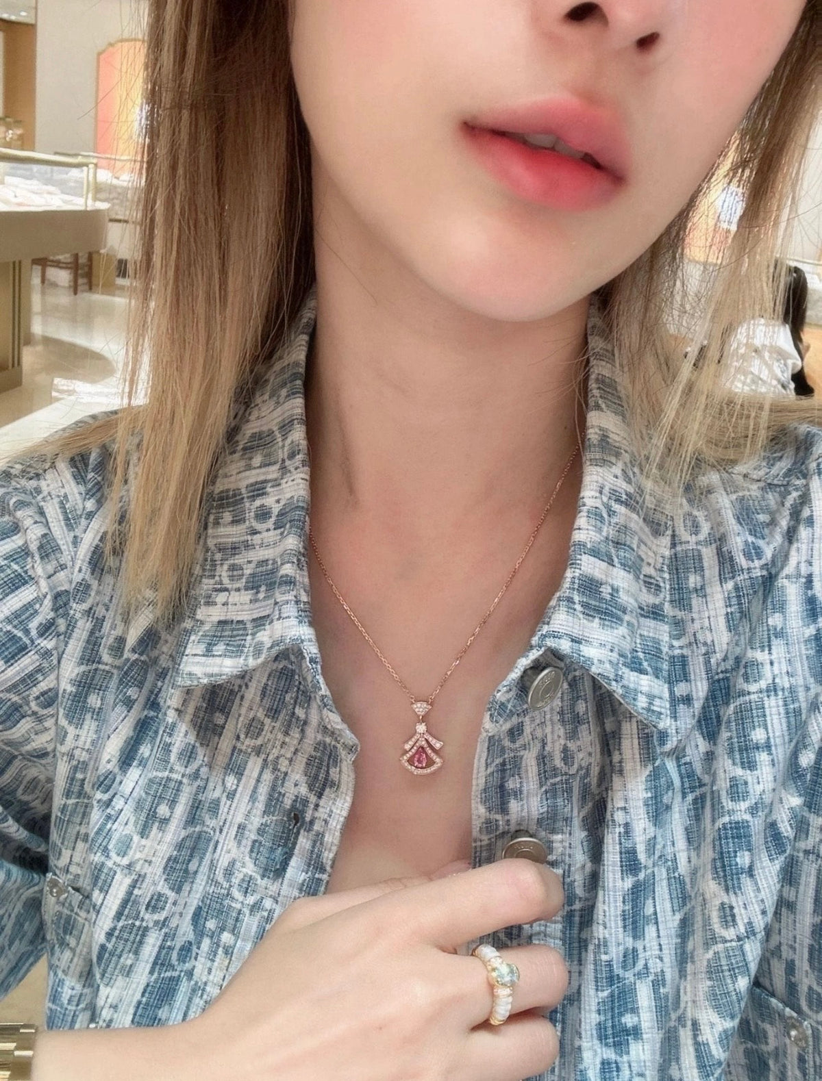 Geometric Emblem Pendant Necklace in Polished Metal-Tone – Design 005 main product view