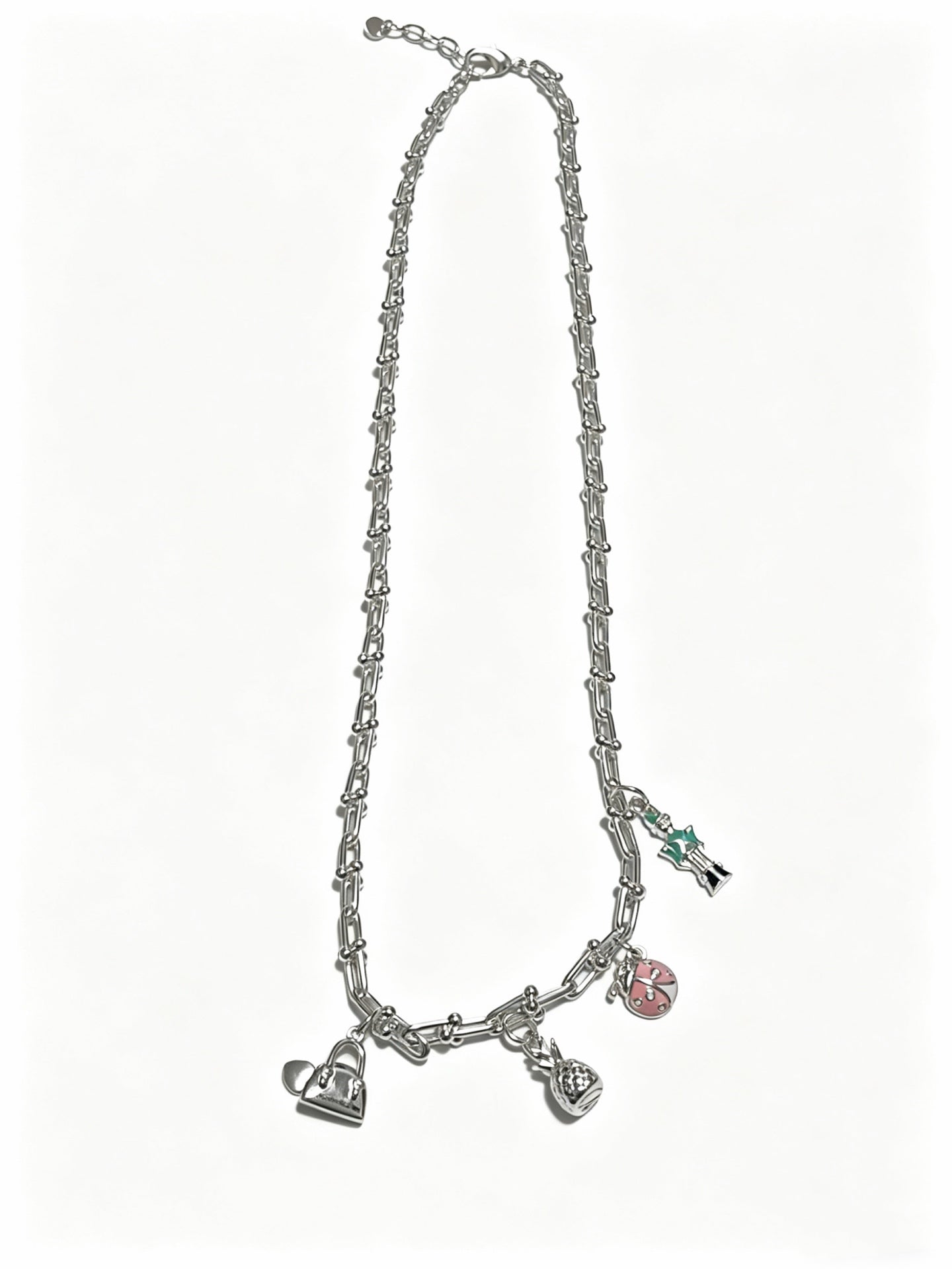 Signature Motif Pendant Necklace in Silver-Tone – Vintage Detail – Design 21 front product view
