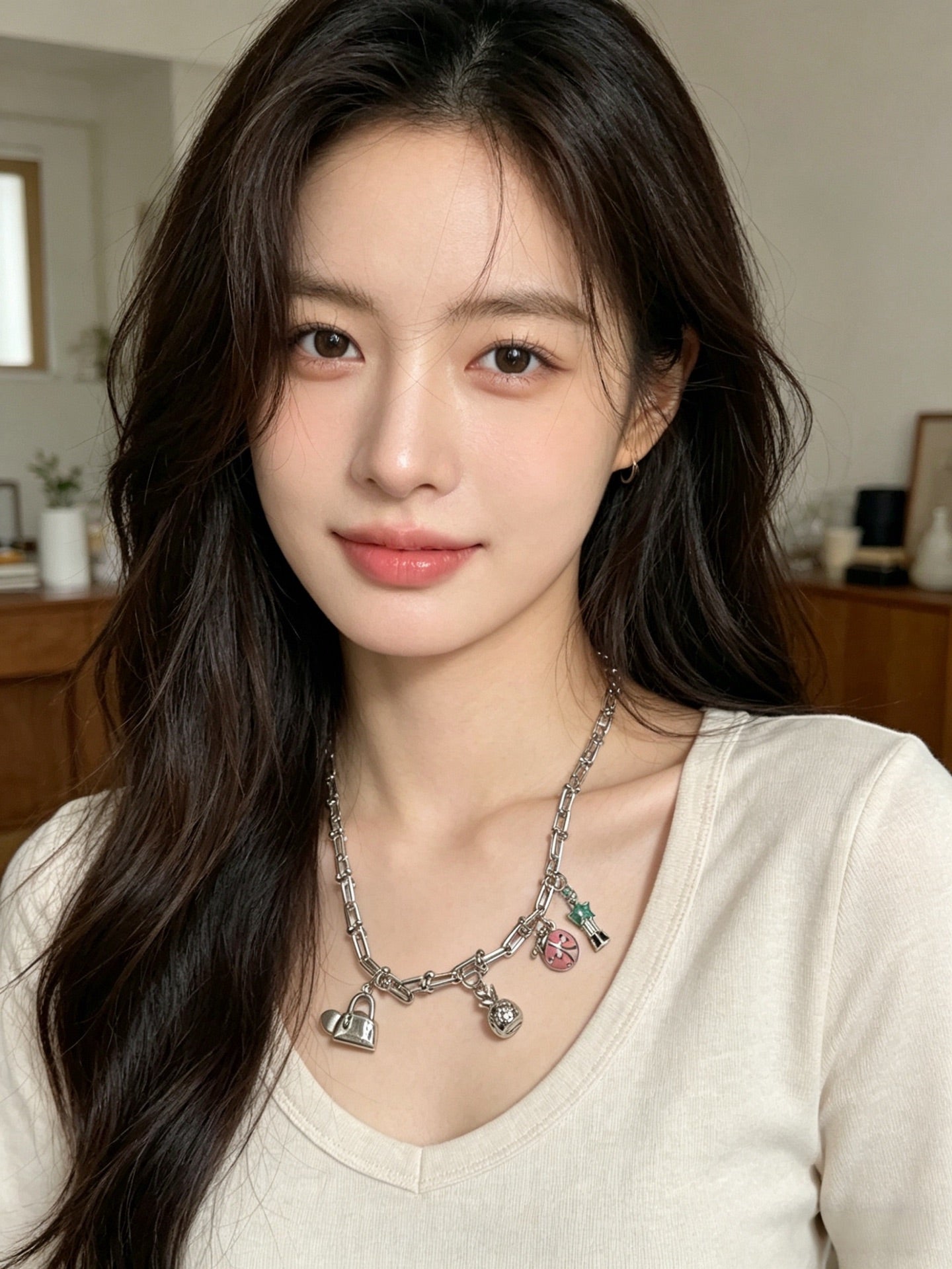 Signature Motif Pendant Necklace in Silver-Tone – Vintage Detail – Design 21 front product view