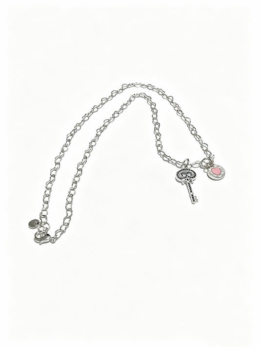 Signature Motif Pendant Necklace in Silver-Tone – Vintage Detail – Design 16 main product view