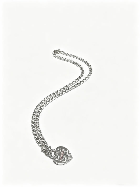 Signature Motif Pendant Necklace in Silver-Tone – Vintage Detail – Design 15 main product view
