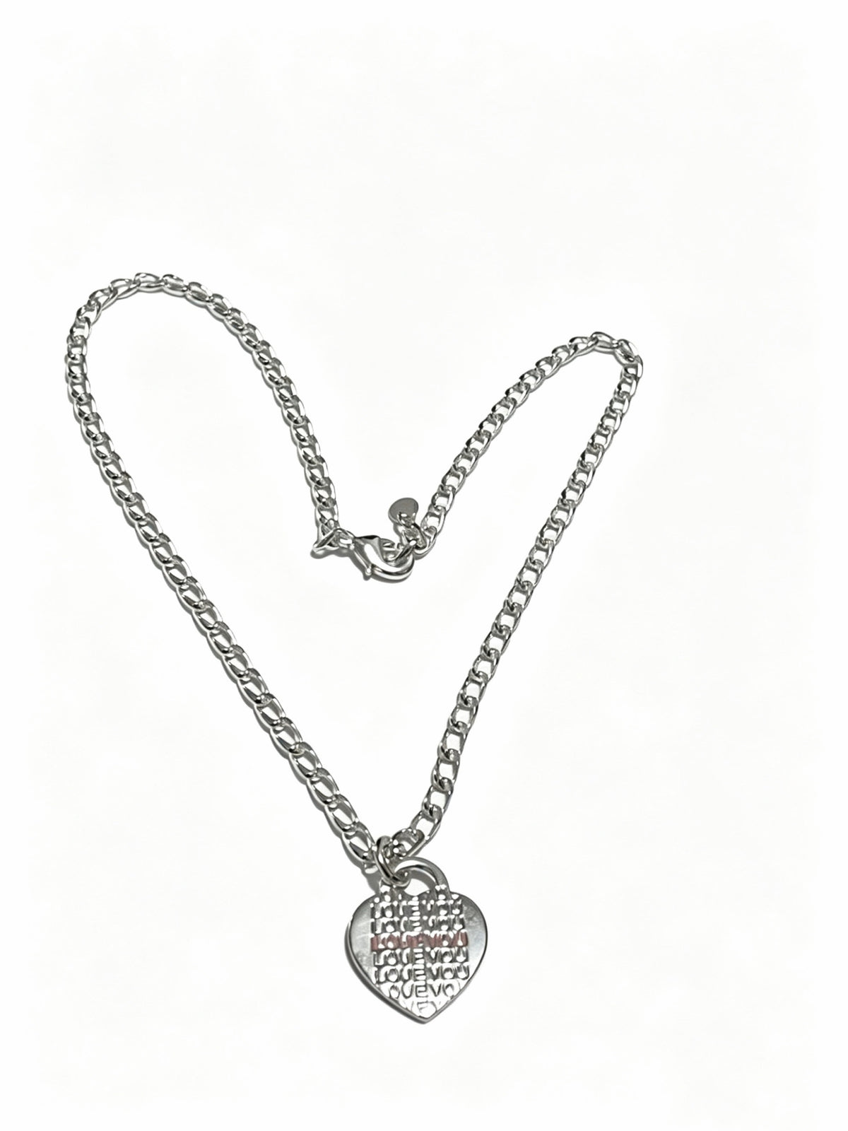 Signature Motif Pendant Necklace in Silver-Tone – Vintage Detail – Design 15 front product view