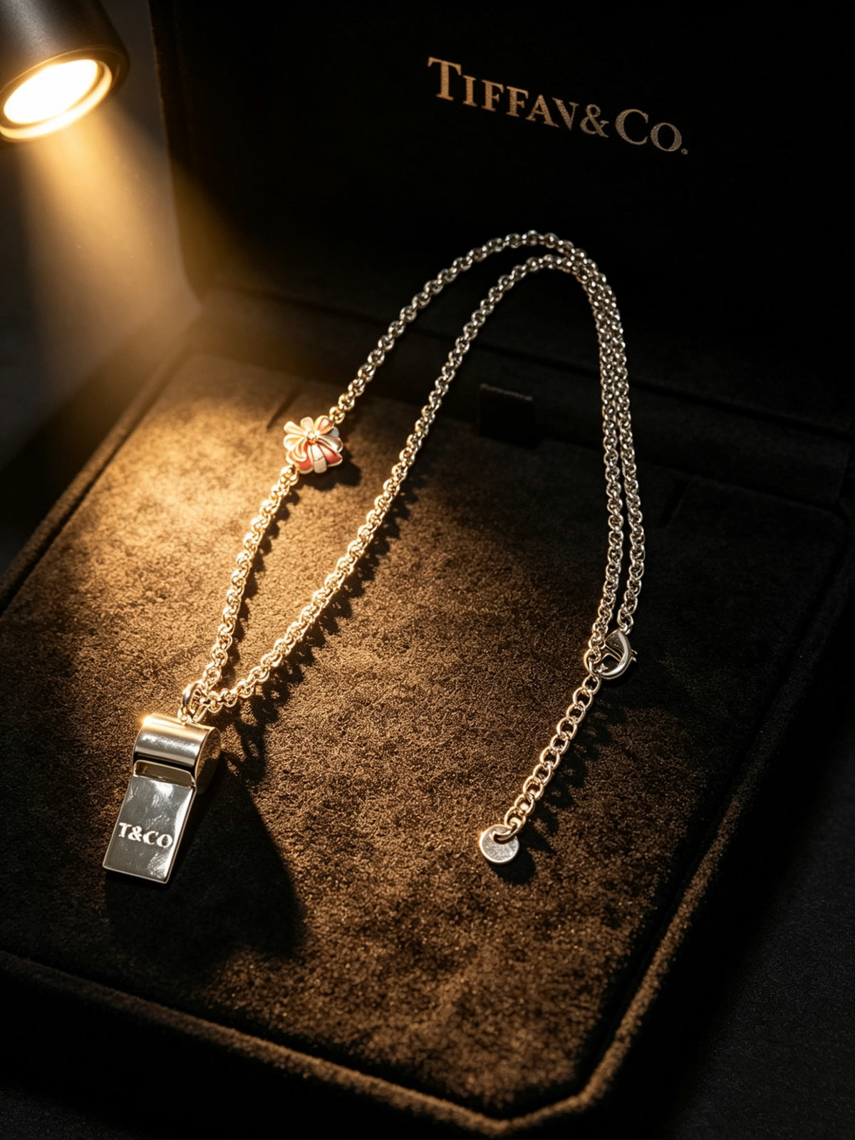 Signature Motif Pendant Necklace in Silver-Tone – Vintage Detail – Design 14 front product view