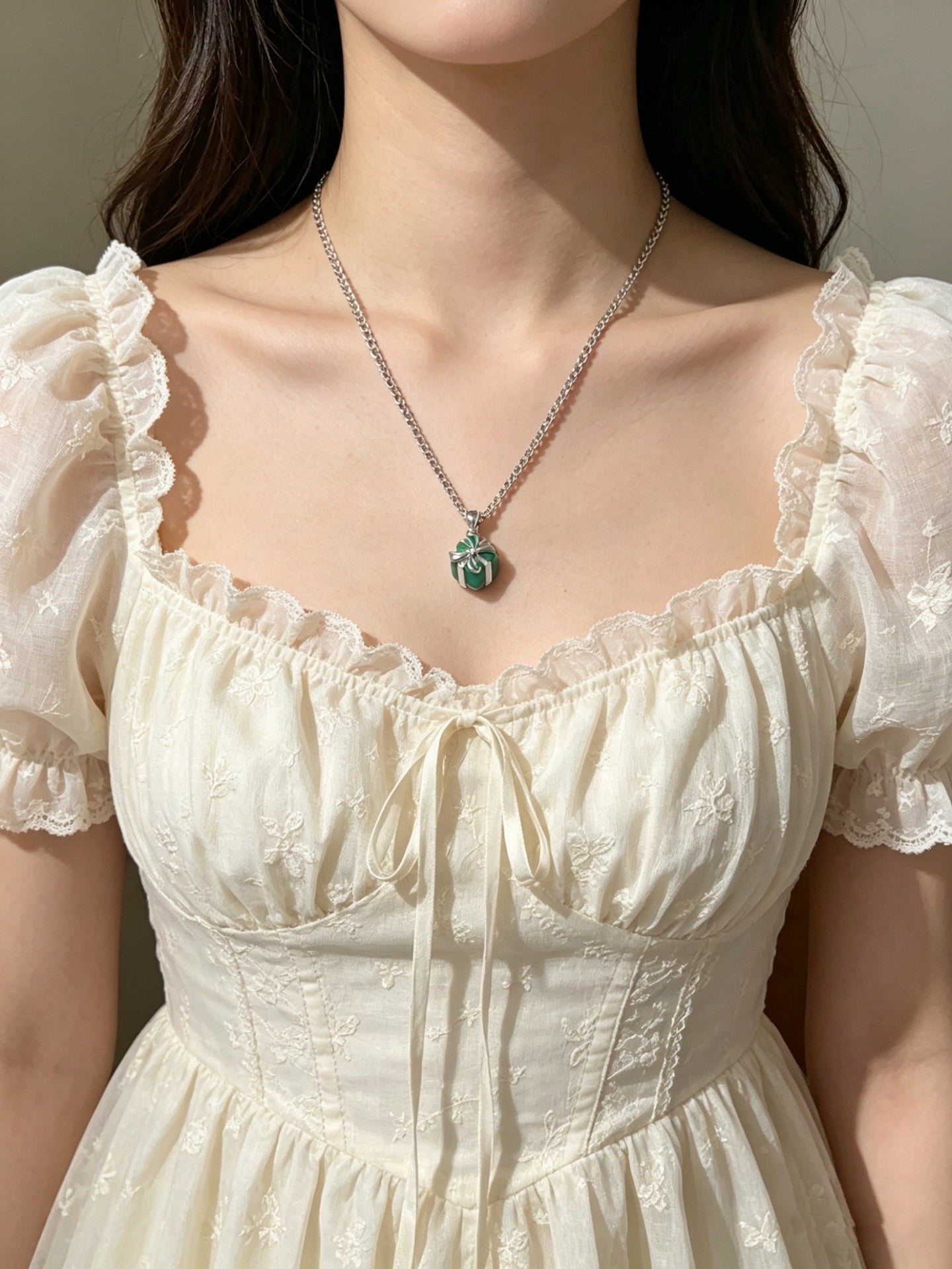 Signature Motif Pendant Necklace in Silver-Tone – Vintage Detail – Design 13 styled product view