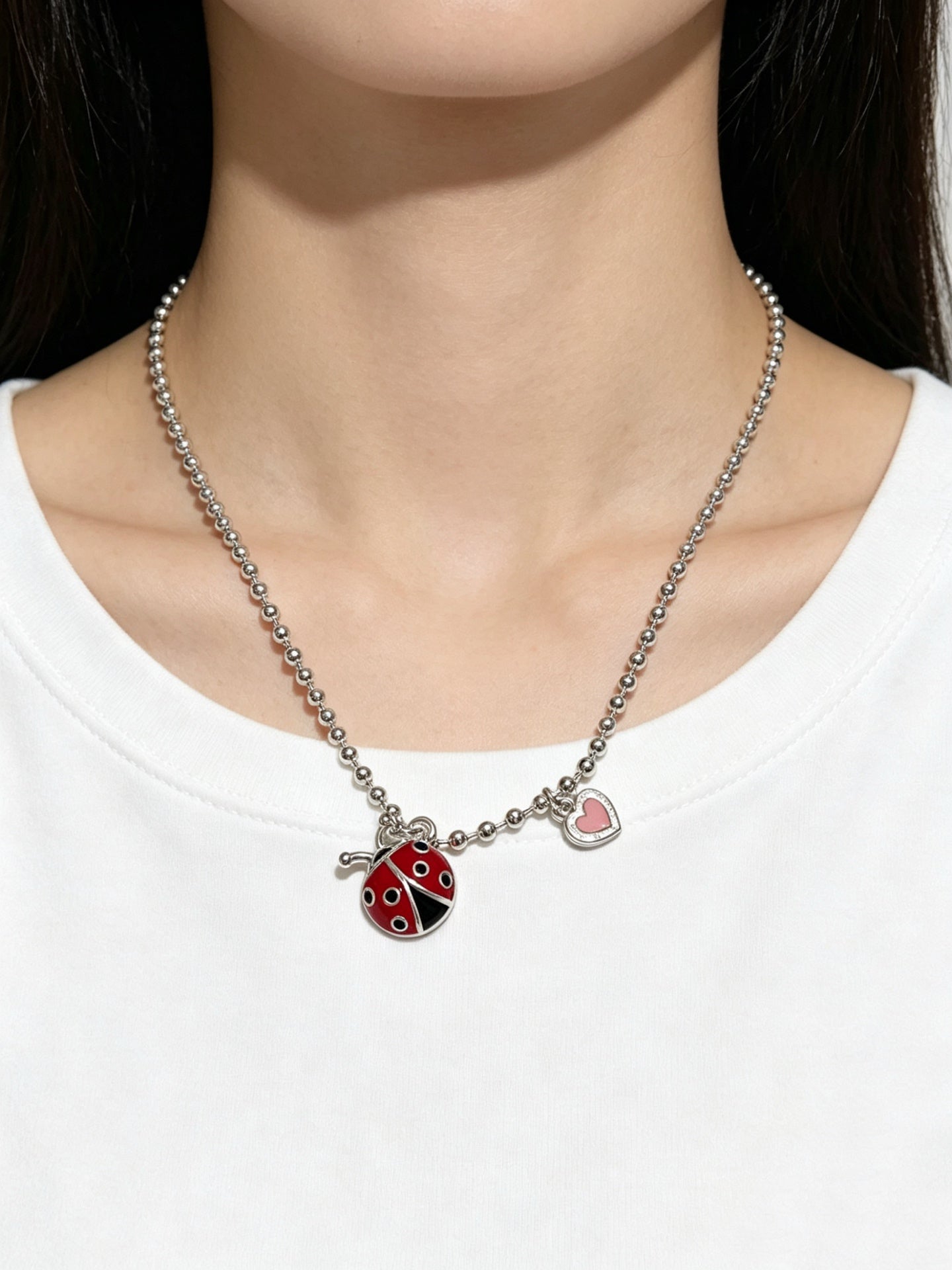 Signature Motif Pendant Necklace in Silver-Tone – Vintage Detail – Design 12 side detail