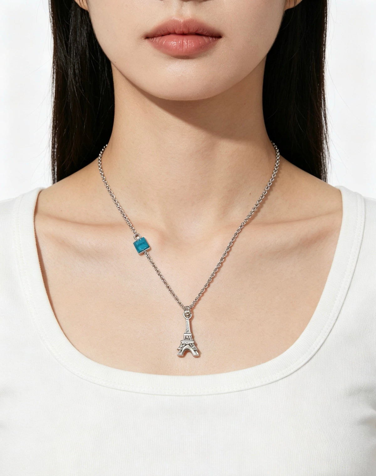 Signature Motif Pendant Necklace in Silver-Tone – Vintage Detail – Design 11 side detail