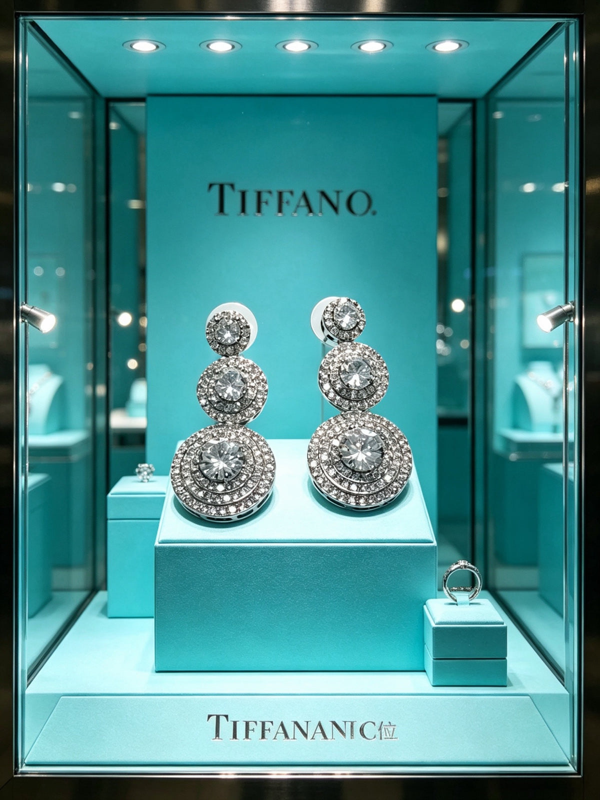 Floral Stud Earrings in Polished Metal-Tone – Crystal Detail – Design 03 styled product view