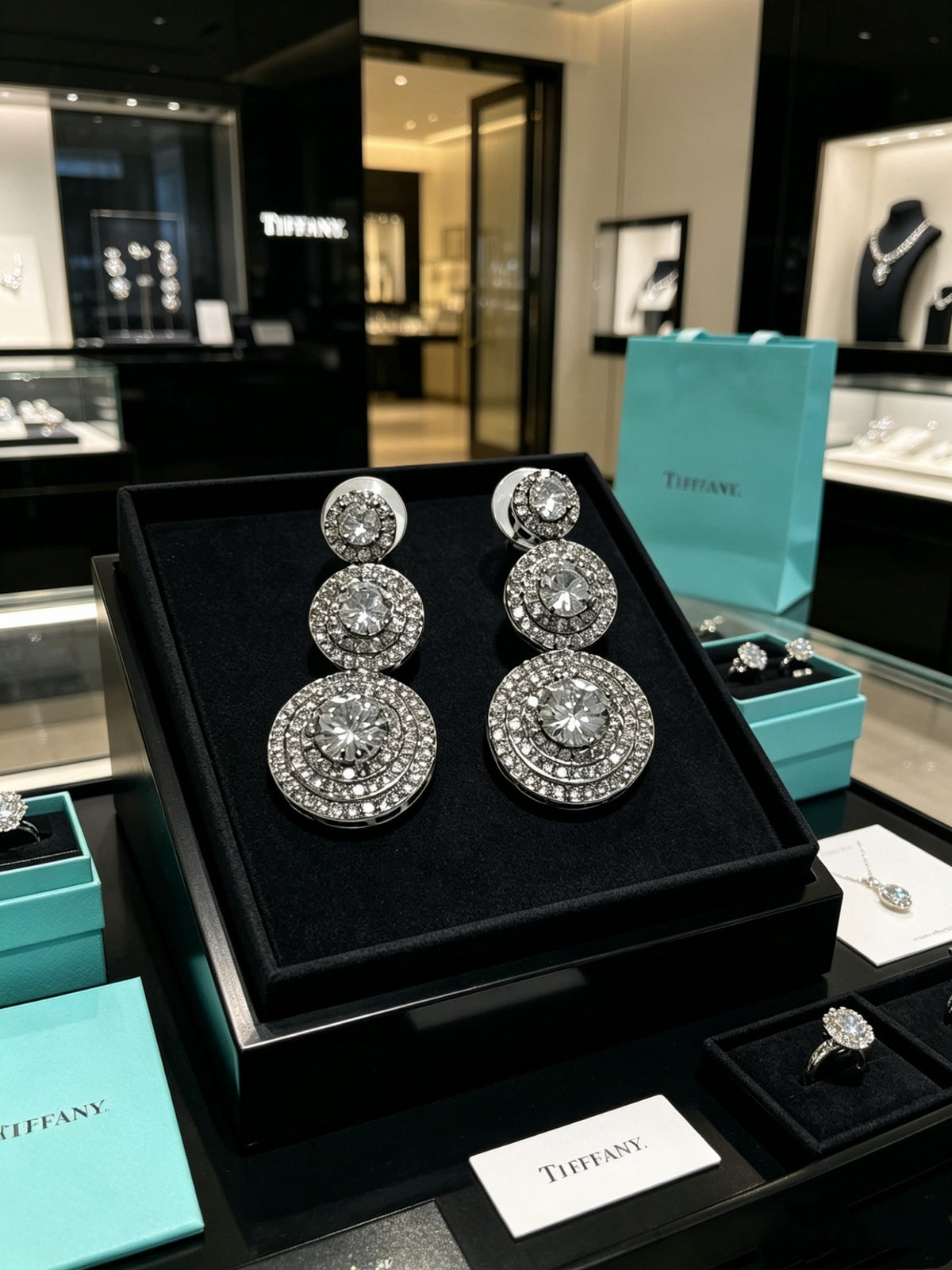 Floral Stud Earrings in Polished Metal-Tone – Crystal Detail – Design 03 close-up detail