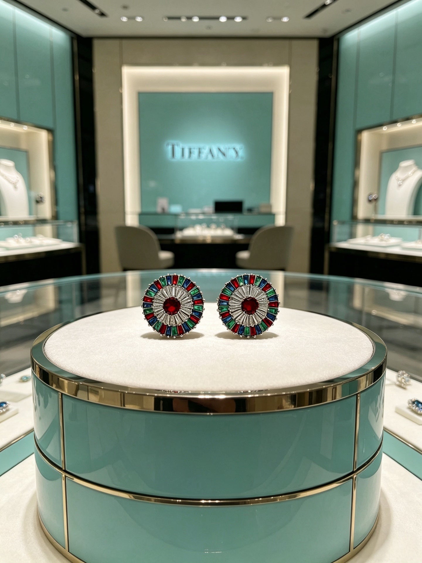 Floral Stud Earrings in Polished Metal-Tone – Crystal Detail styled product view
