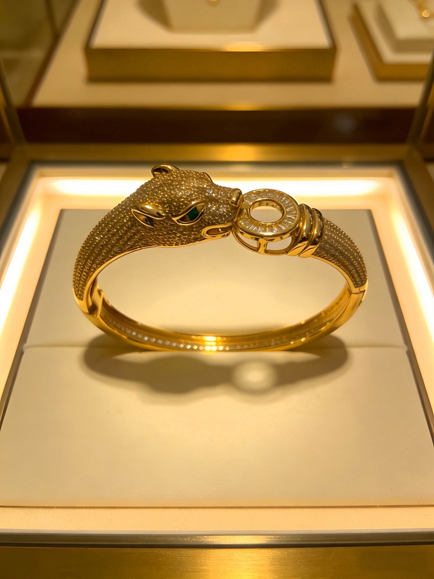 Sculptural Statement Bracelet in Gold-Tone – Design 100 side detail