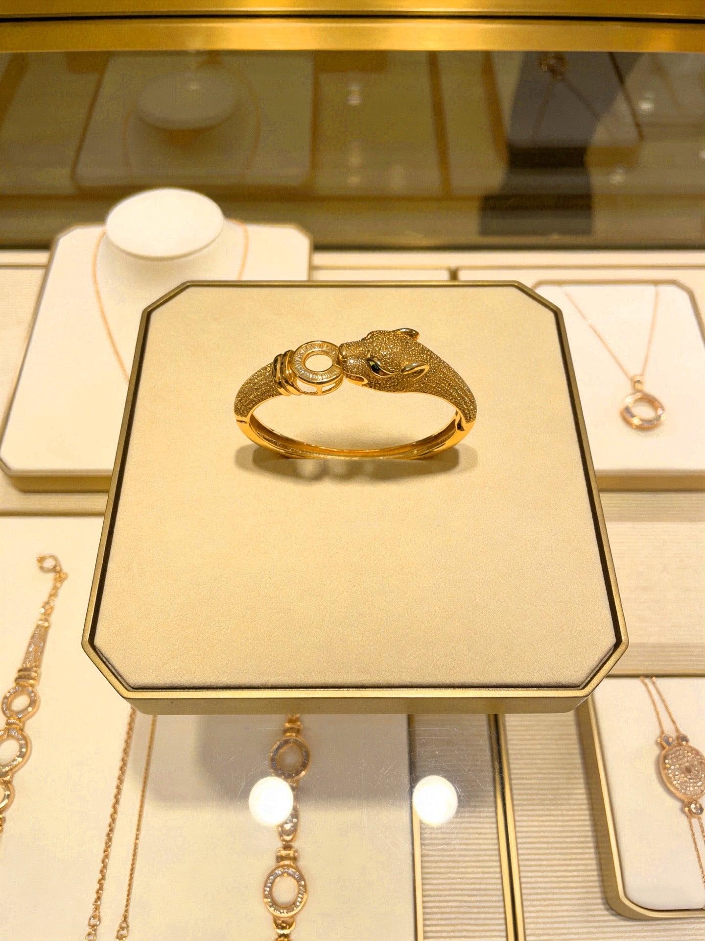 Sculptural Statement Bracelet in Gold-Tone – Design 100 front view
