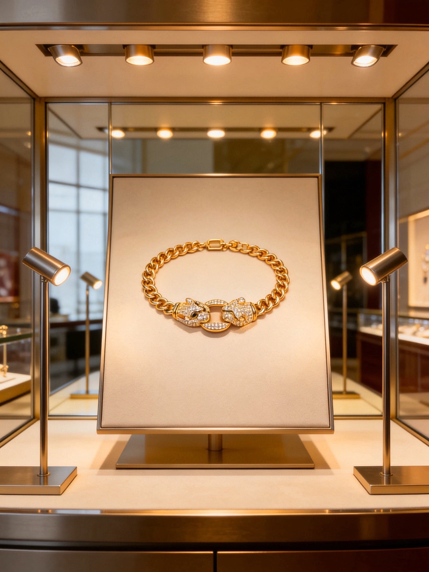 Sculptural Statement Bracelet in Gold-Tone – Design 95 front view