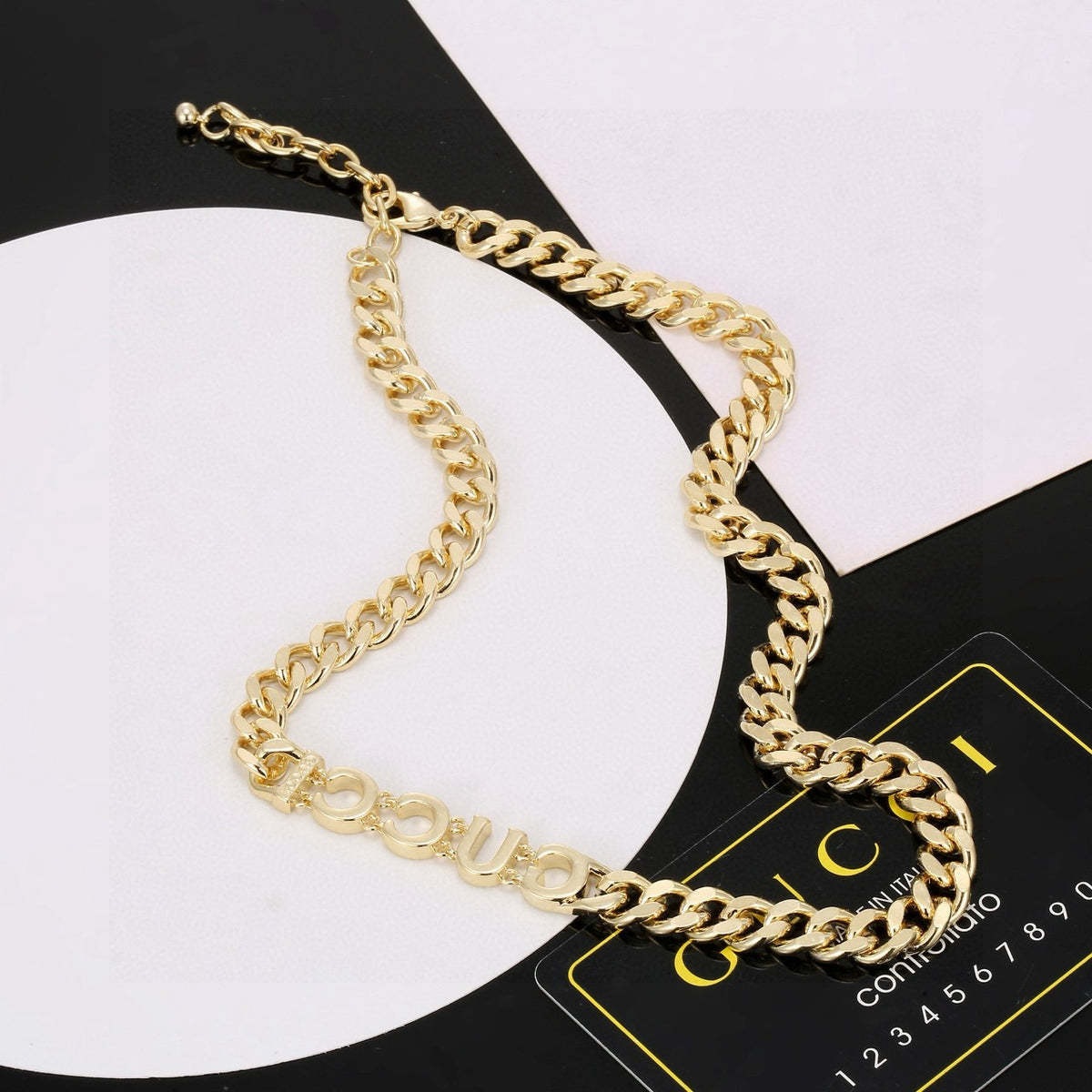 Geometric Emblem Pendant Necklace in Polished Metal-Tone – Vintage Detail – Design 002 close-up detail