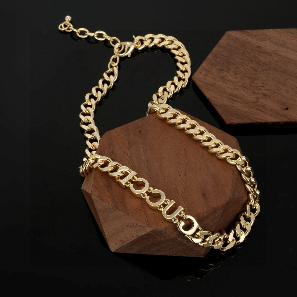 Geometric Emblem Pendant Necklace in Polished Metal-Tone – Vintage Detail – Design 002 detail view