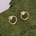 Geometric Emblem Stud Earrings in Polished Metal-Tone – Design 032 main product view