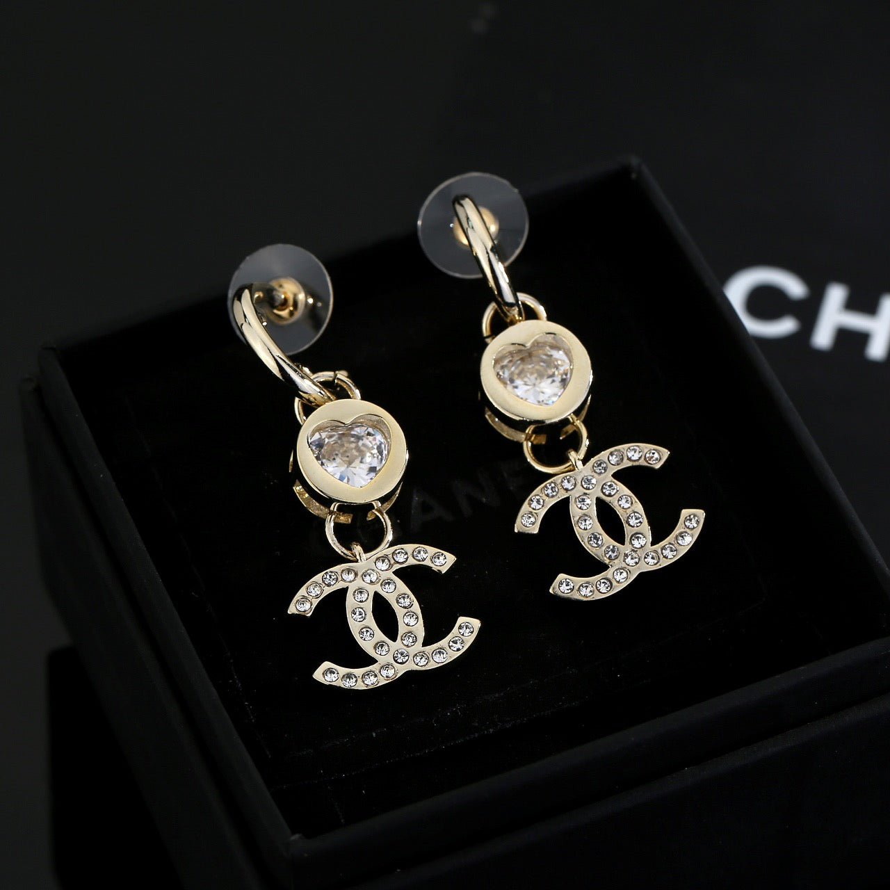 Signature Emblem Stud Earrings in Gold-Tone – Design 051 front product view