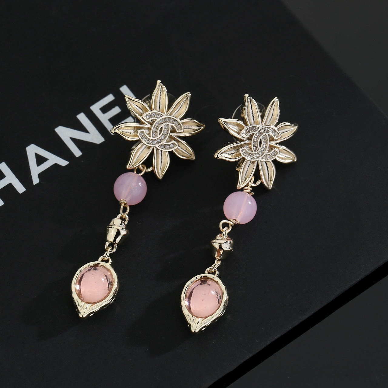 Double-C Emblem Stud Earrings in Gold-Tone – Design 019 styled product view