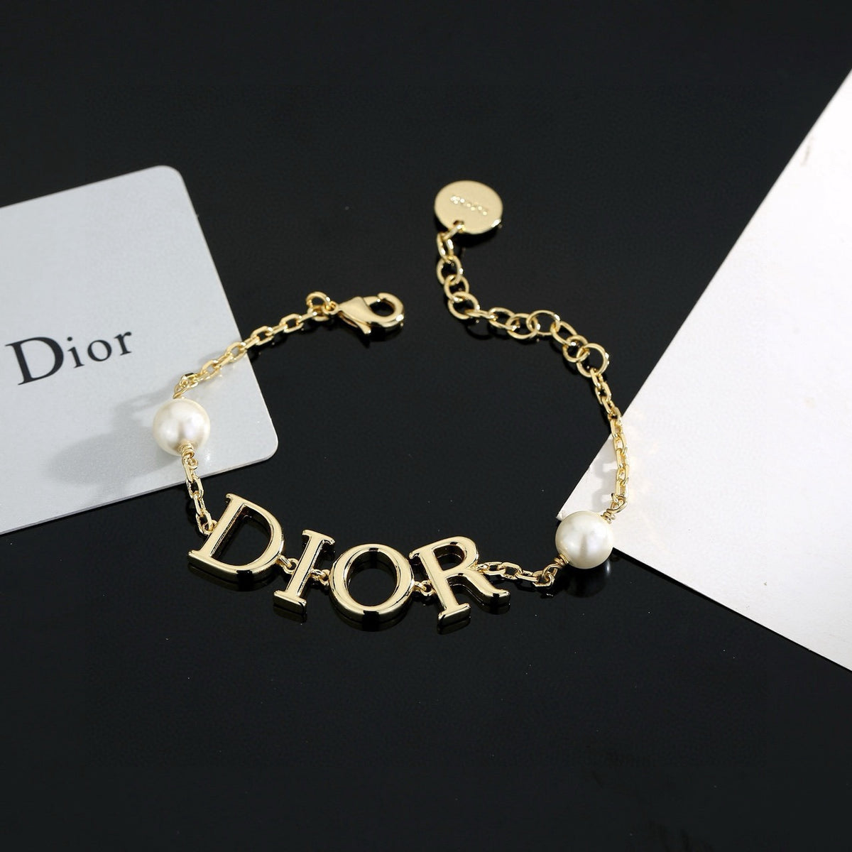 Graphic Letter Motif Statement Bracelet in Polished Metal-Tone – Design 005 front view