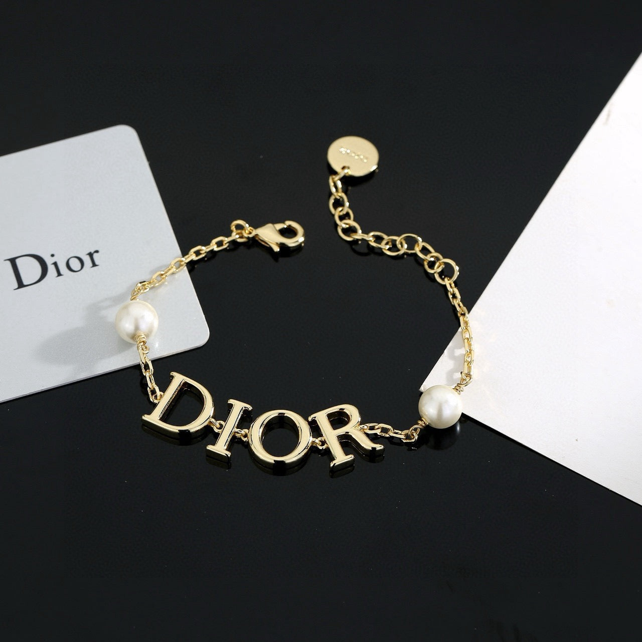 Graphic Letter Motif Statement Bracelet in Polished Metal-Tone – Design 006 front view