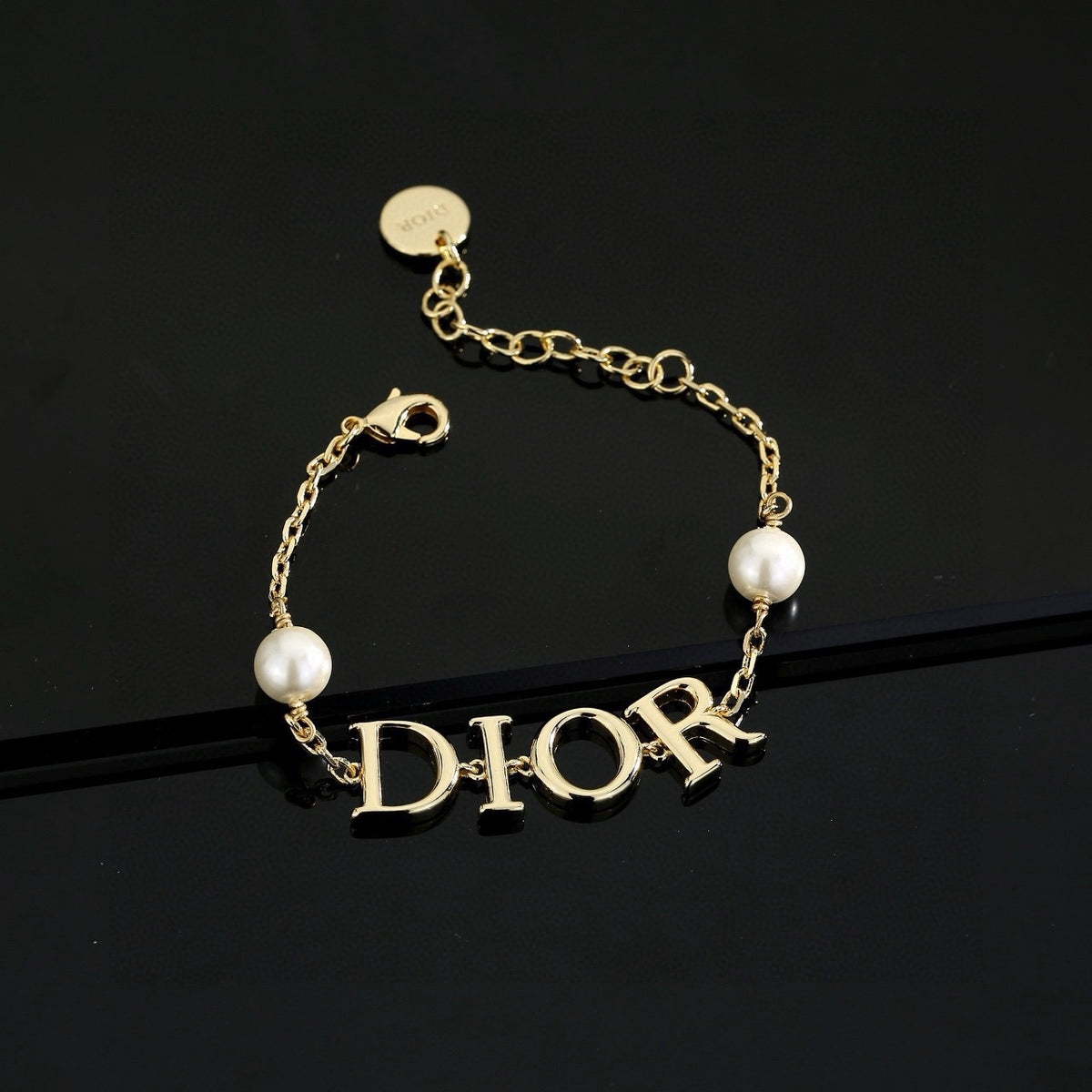 Graphic Letter Motif Statement Bracelet in Polished Metal-Tone – Design 006 main product view