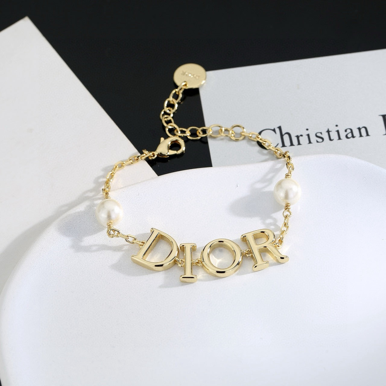 Graphic Letter Motif Statement Bracelet in Polished Metal-Tone – Design 005 main product view