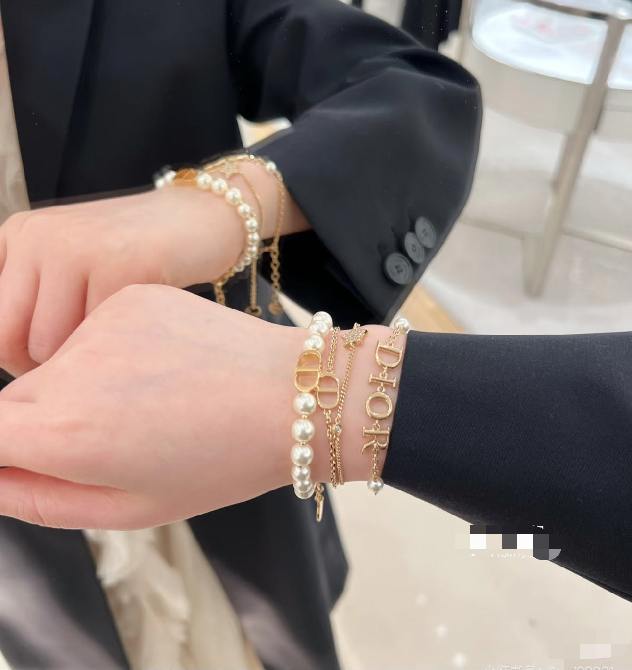 Graphic Letter Motif Statement Bracelet in Polished Metal-Tone – Design 005 close-up detail