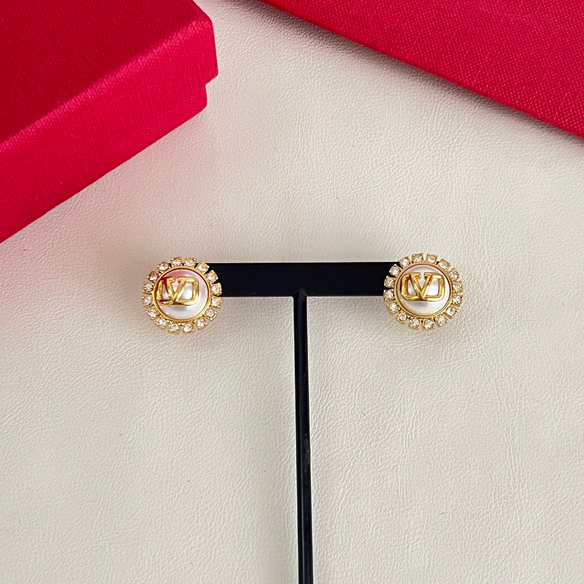 Signature Emblem Statement Earrings in Polished Metal-Tone – Design 06 side detail