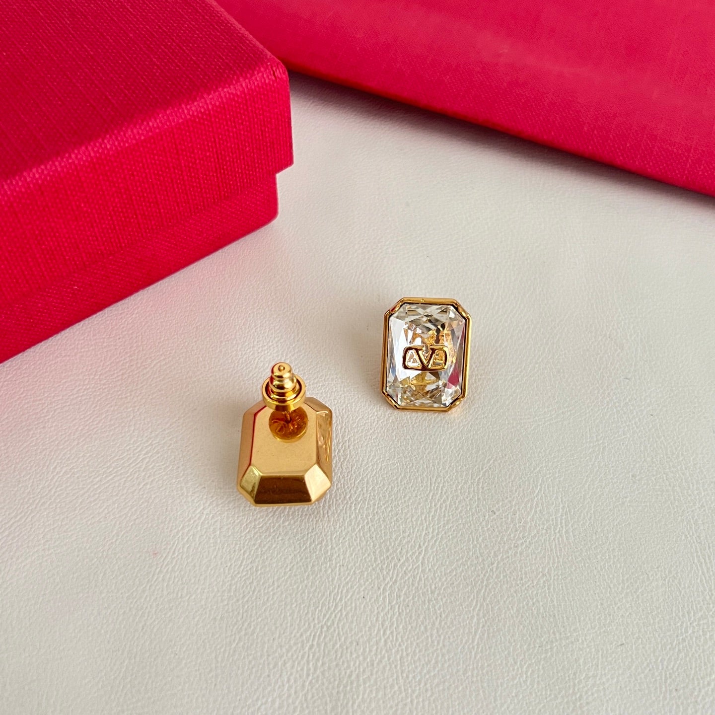 Signature Emblem Statement Earrings in Polished Metal-Tone – Design 05 close-up view