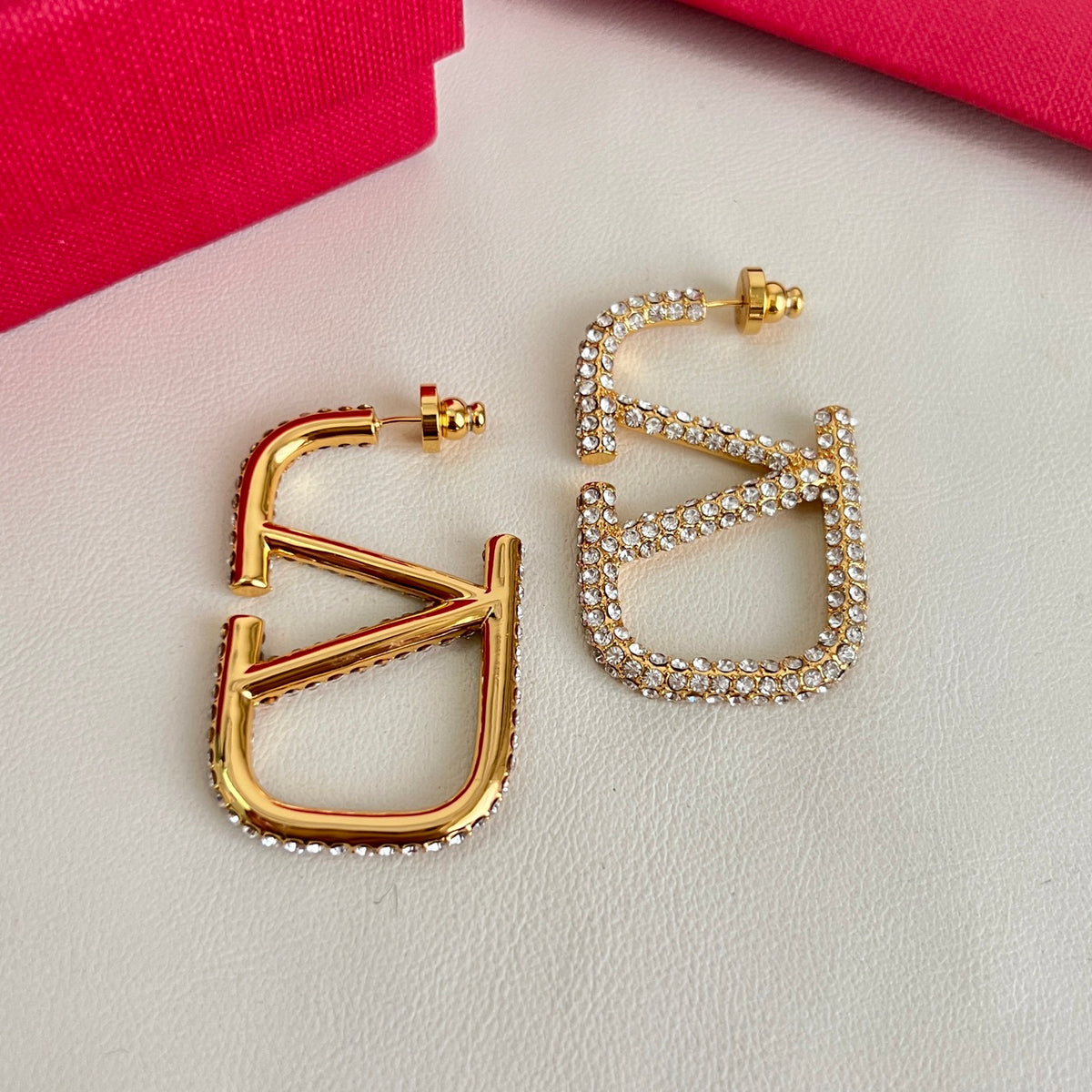 Signature Emblem Statement Earrings in Polished Metal-Tone – Design 04 close-up view