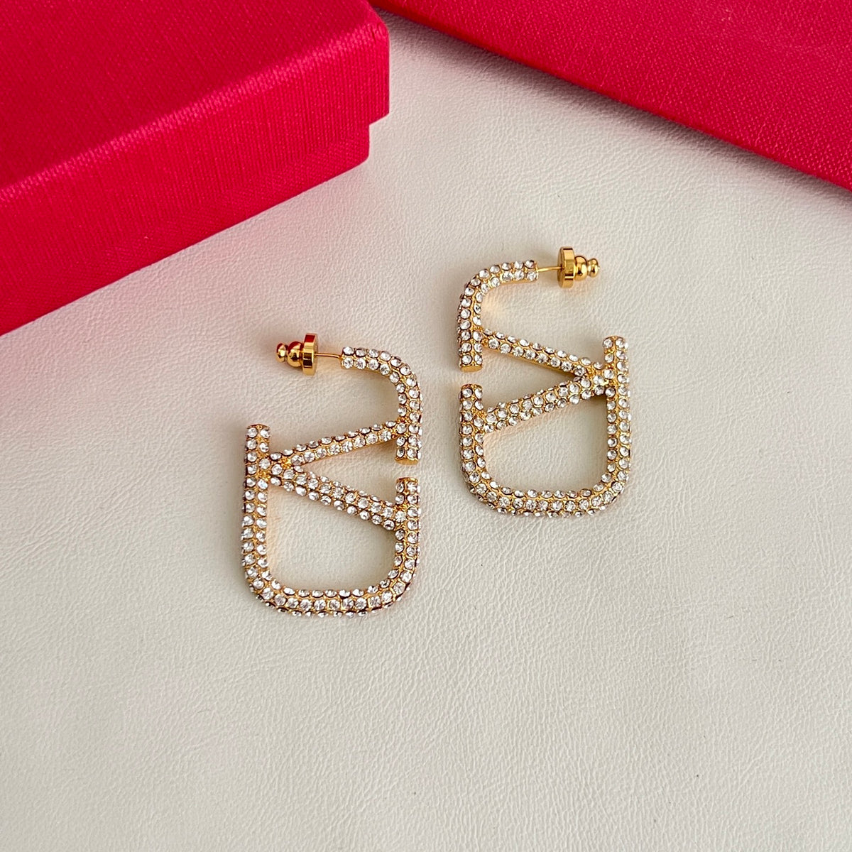 Signature Emblem Statement Earrings in Polished Metal-Tone – Design 04 detail view