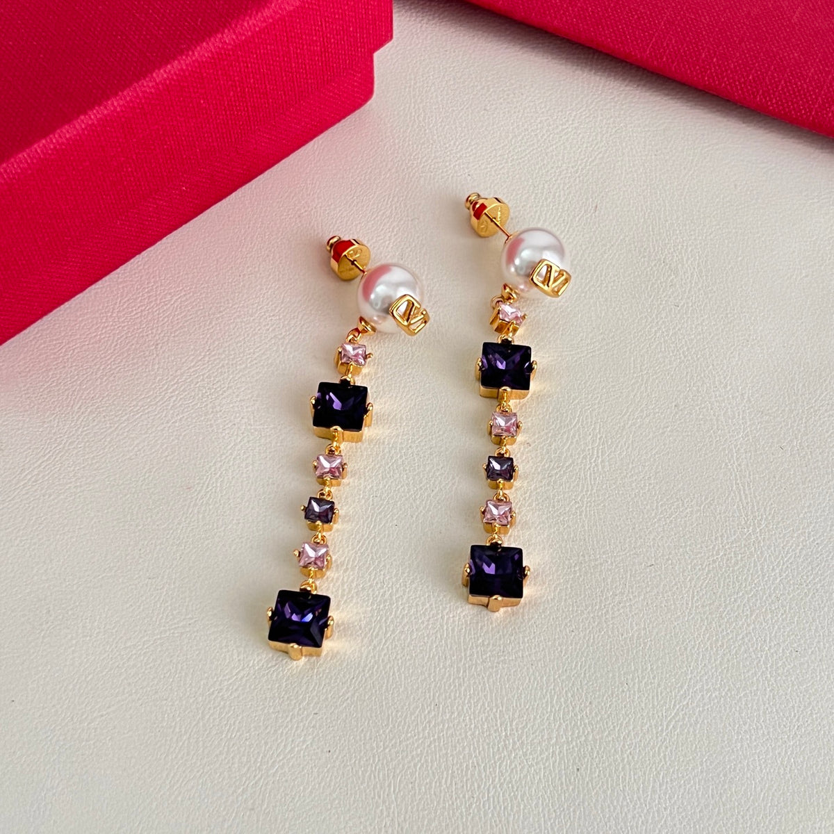 Signature Emblem Stud Earrings in Polished Metal-Tone – Design 07 side detail