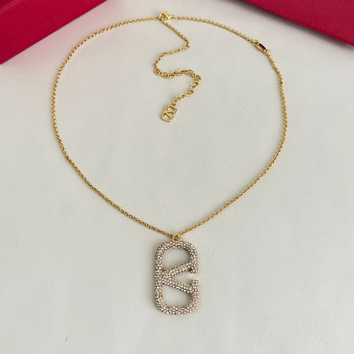 Signature Emblem Pendant Necklace in Polished Metal-Tone – Design 05 side detail