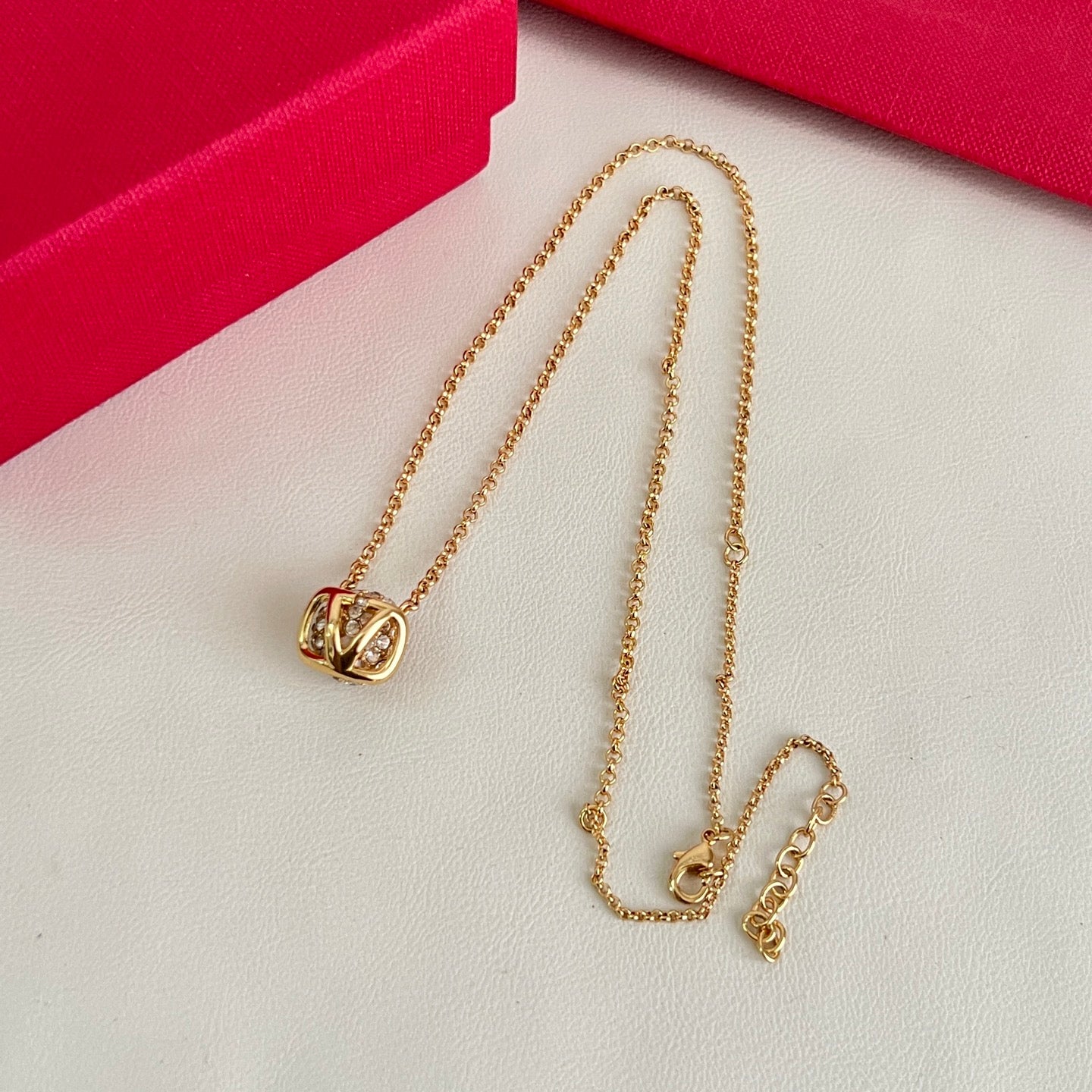 Signature Emblem Pendant Necklace in Polished Metal-Tone – Design 03 styled detail
