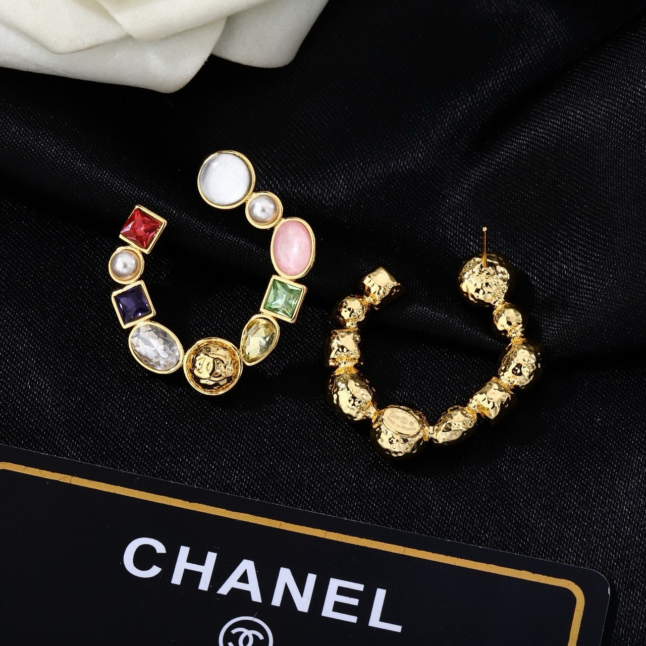 Signature Emblem Statement Earrings in Polished Metal-Tone – Design 033 close-up detail
