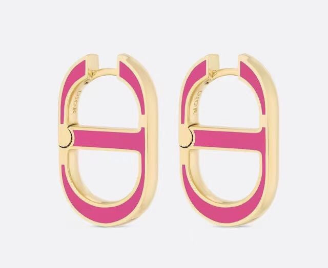 Graphic Letter Motif Statement Earrings in Polished Metal-Tone – Design 034 front view