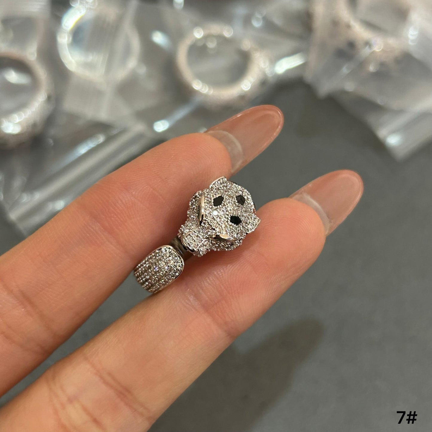 Panther Motif Statement Ring in Polished Metal-Tone main product view