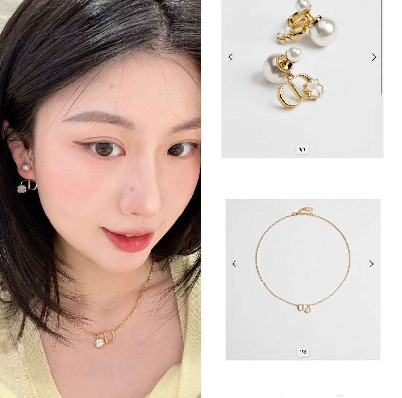 Graphic Letter Motif Pendant Necklace in Gold-Tone – Design 002 front view