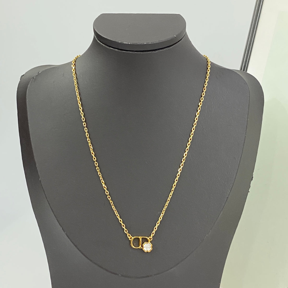 Graphic Letter Motif Pendant Necklace in Gold-Tone – Design 002 main product view