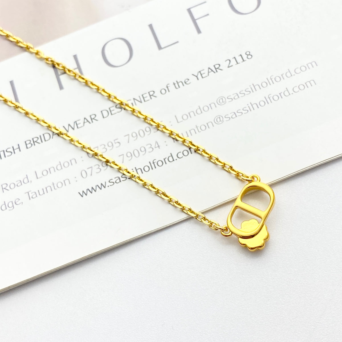 Graphic Letter Motif Pendant Necklace in Gold-Tone – Design 002 main product view