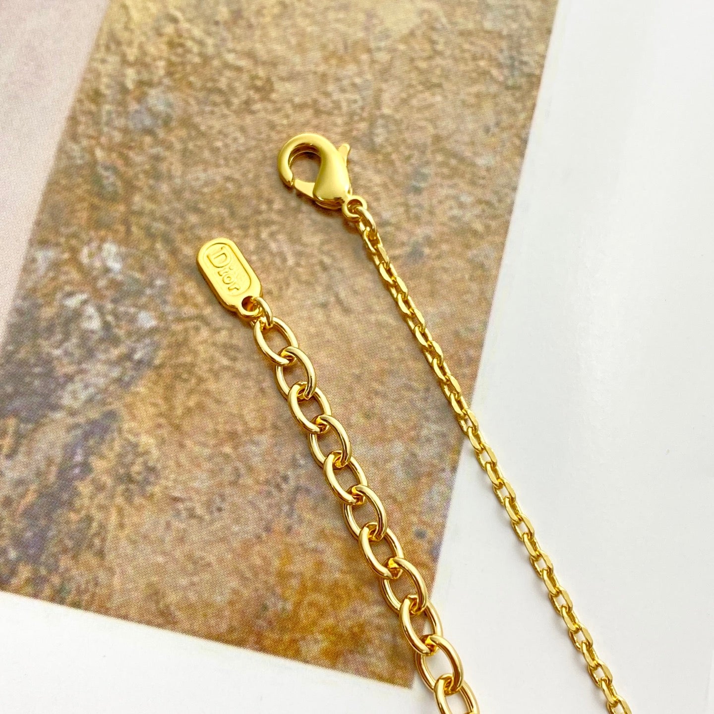 Graphic Letter Motif Pendant Necklace in Gold-Tone – Design 002 styled view