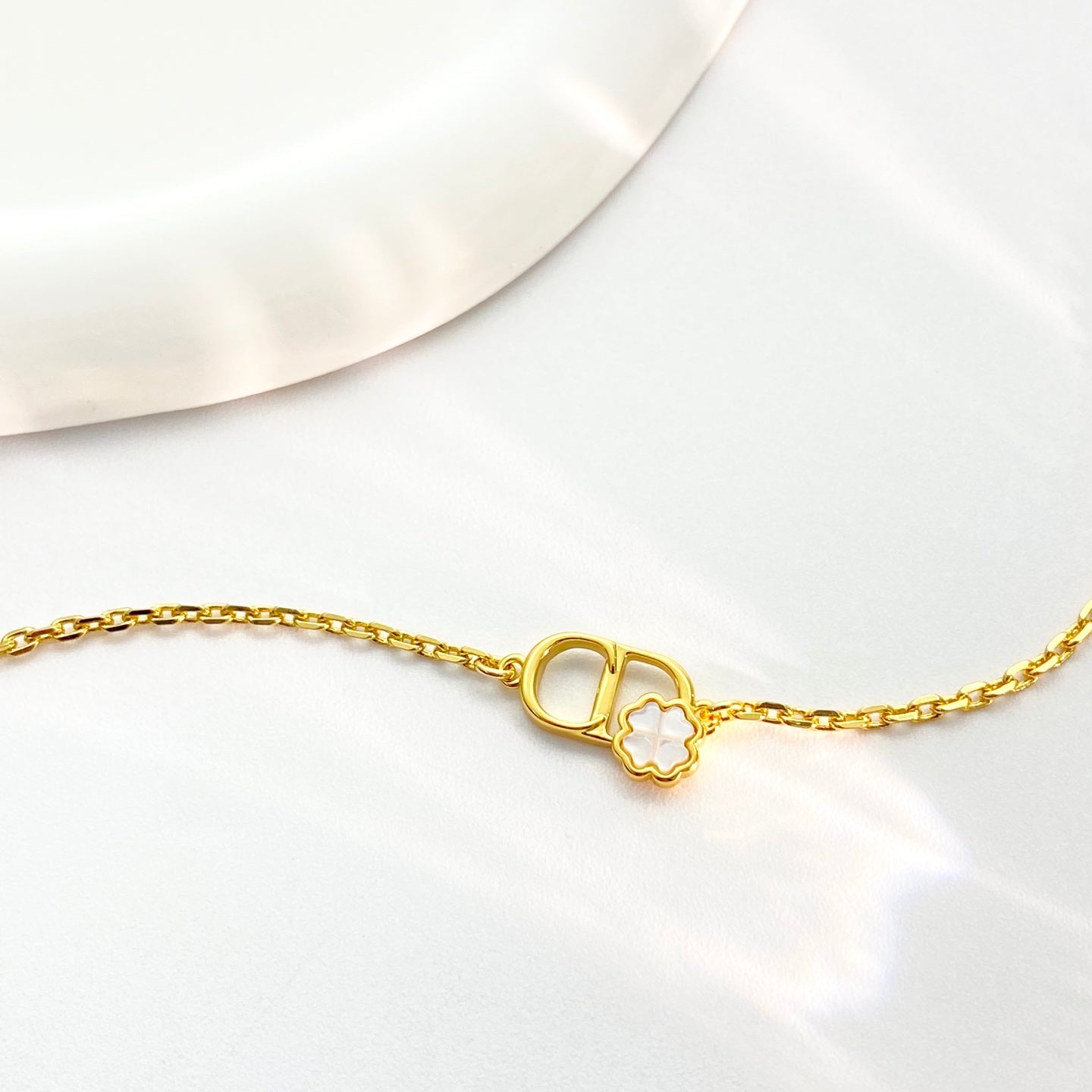 Graphic Letter Motif Statement Bracelet in Gold-Tone front view
