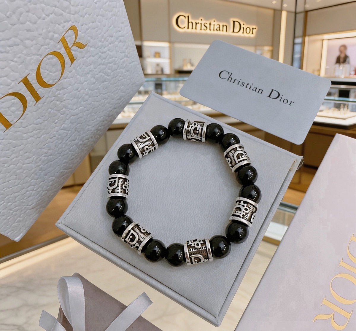 Star Motif Statement Bracelet in Silver-Tone with Vintage-Style Finish – Design 009 main product view
