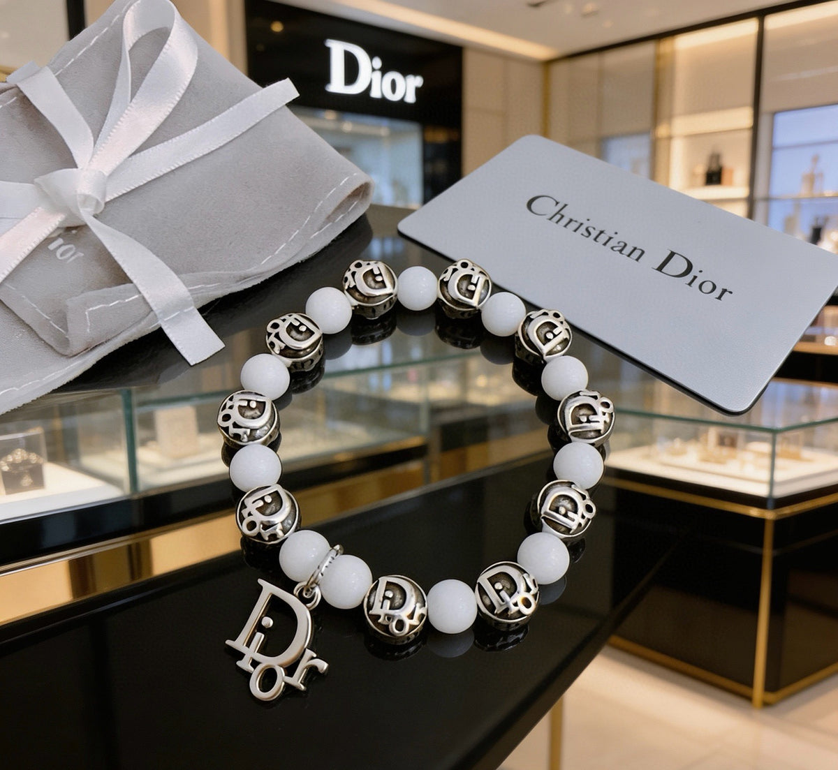 Star Motif Statement Bracelet in Silver-Tone with Vintage-Style Finish – Design 008 styled view