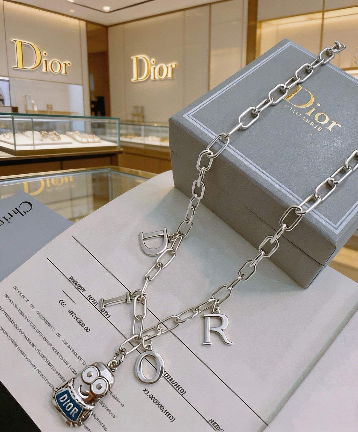 Star Motif Pendant Necklace in Silver-Tone with Chain Detail – Design 019 main product view