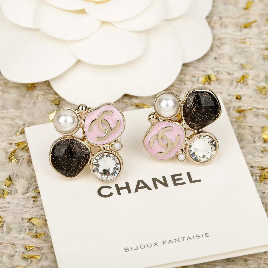 Signature Emblem Stud Earrings in Gold-Tone – Design 044 main product view