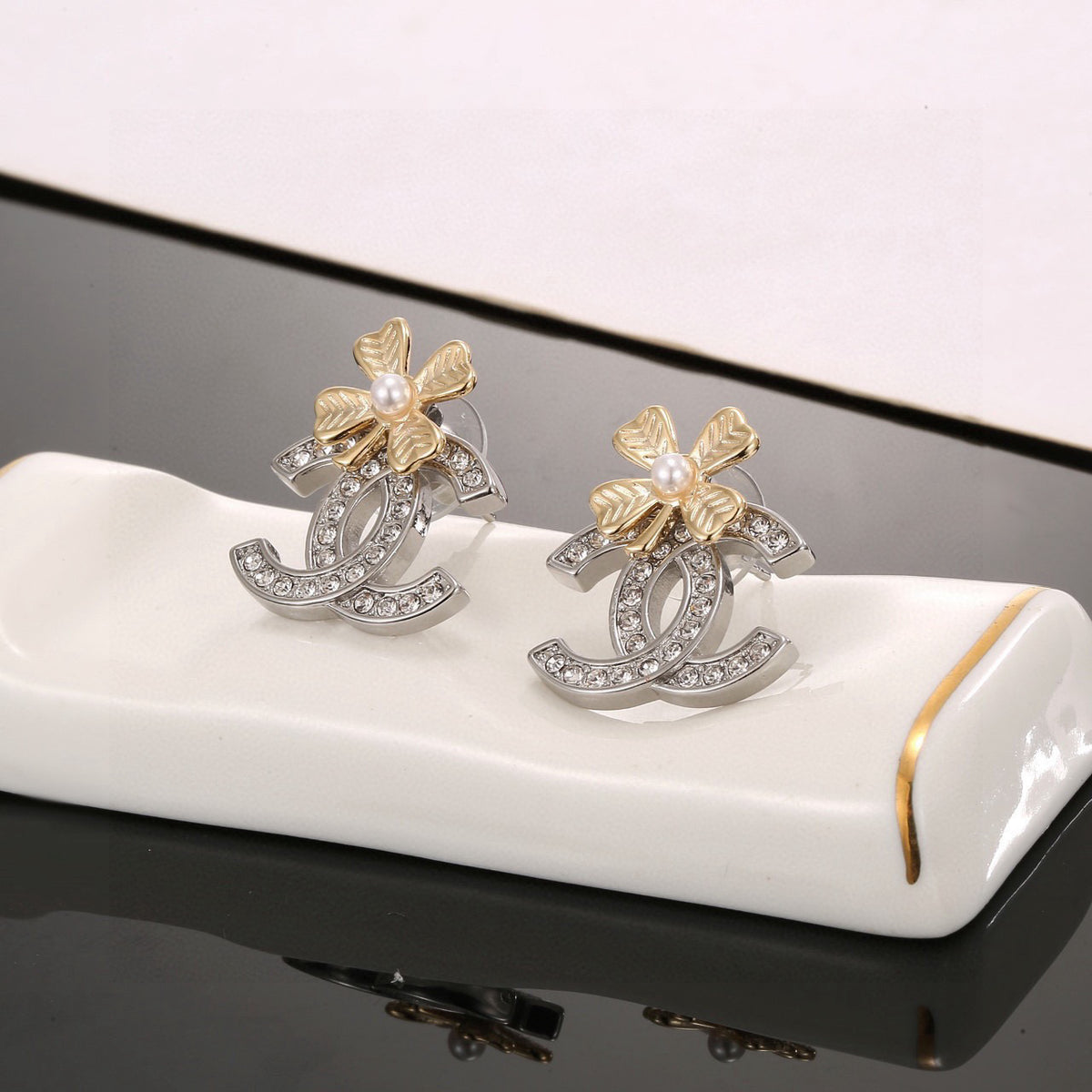 Clover Stud Earrings in Silver-Tone styled product view