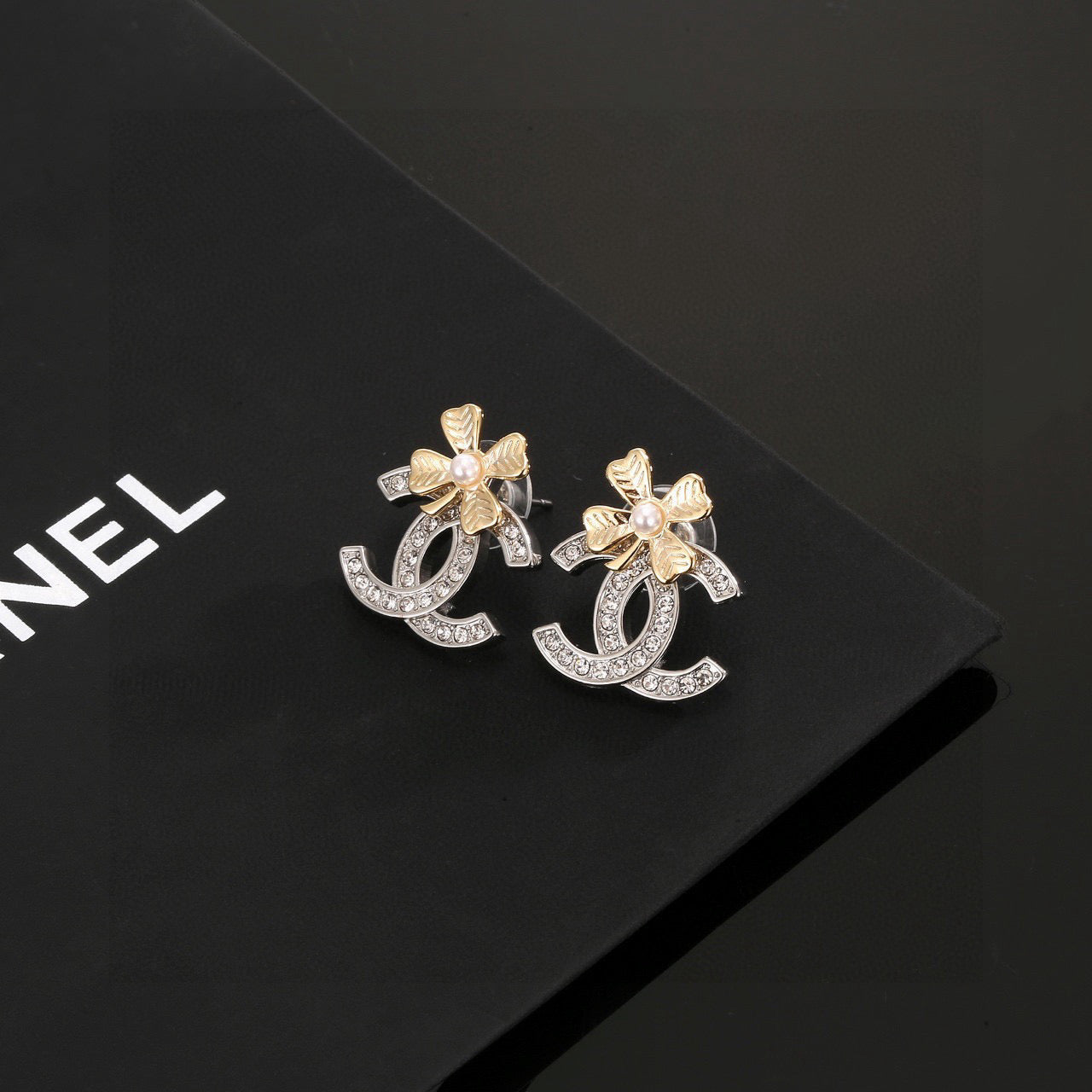 Clover Stud Earrings in Silver-Tone close-up detail