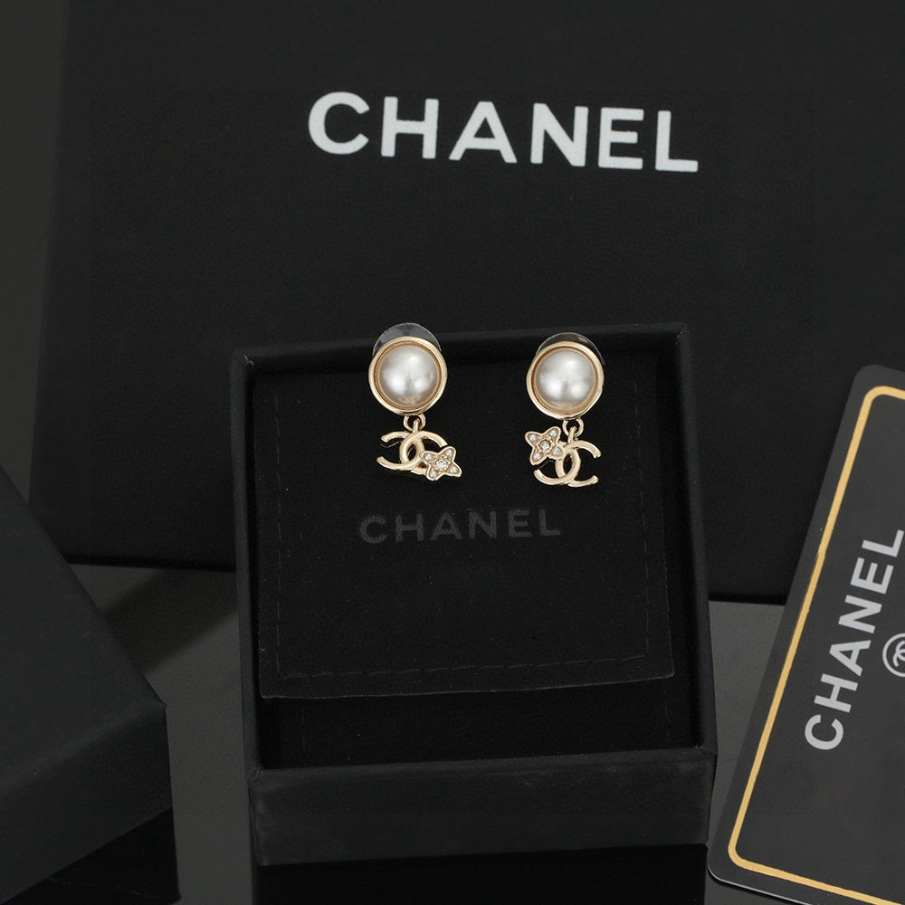 Signature Emblem Stud Earrings in Silver-Tone – Design 020 front product view