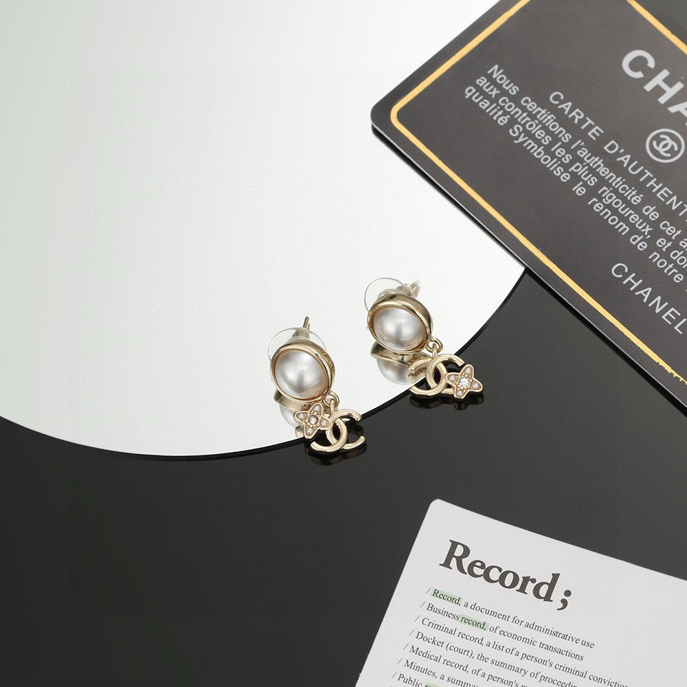 Signature Emblem Stud Earrings in Silver-Tone – Design 020 main product view