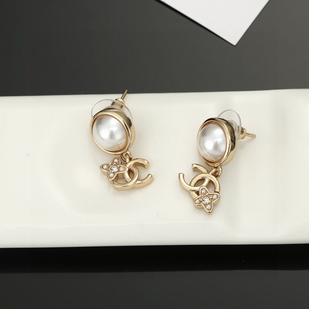 Signature Emblem Stud Earrings in Silver-Tone – Design 020 main product view